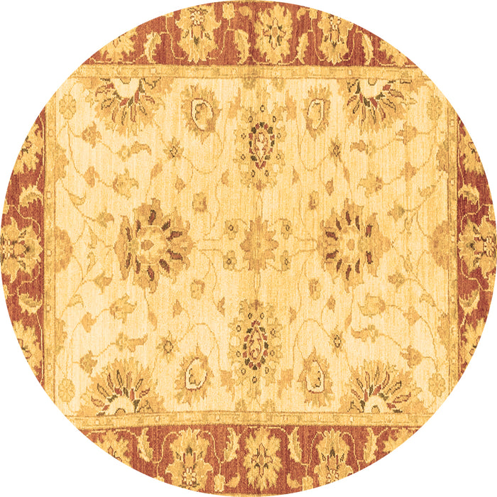 Round Oriental Brown Traditional Rug, abs3924brn