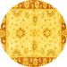 Round Oriental Yellow Traditional Rug, abs3924yw