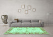 Machine Washable Oriental Turquoise Traditional Area Rugs in a Living Room,, wshabs3924turq