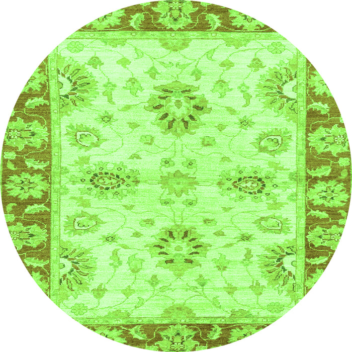 Round Machine Washable Oriental Green Traditional Area Rugs, wshabs3924grn