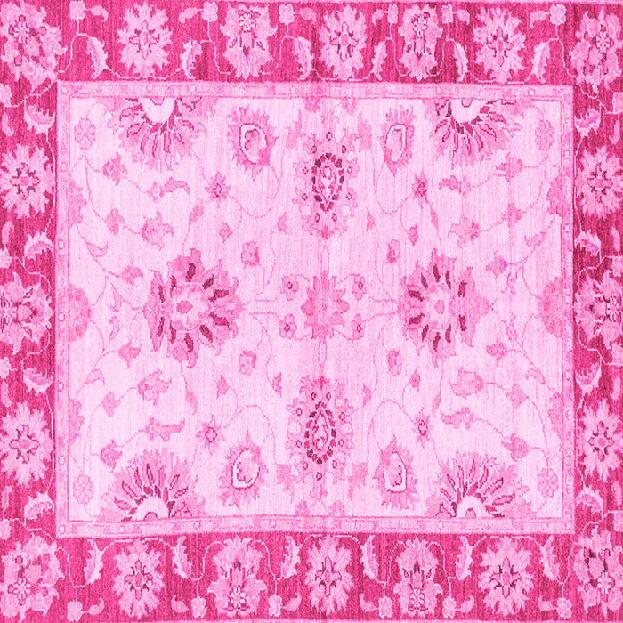 Square Machine Washable Oriental Pink Traditional Rug, wshabs3924pnk