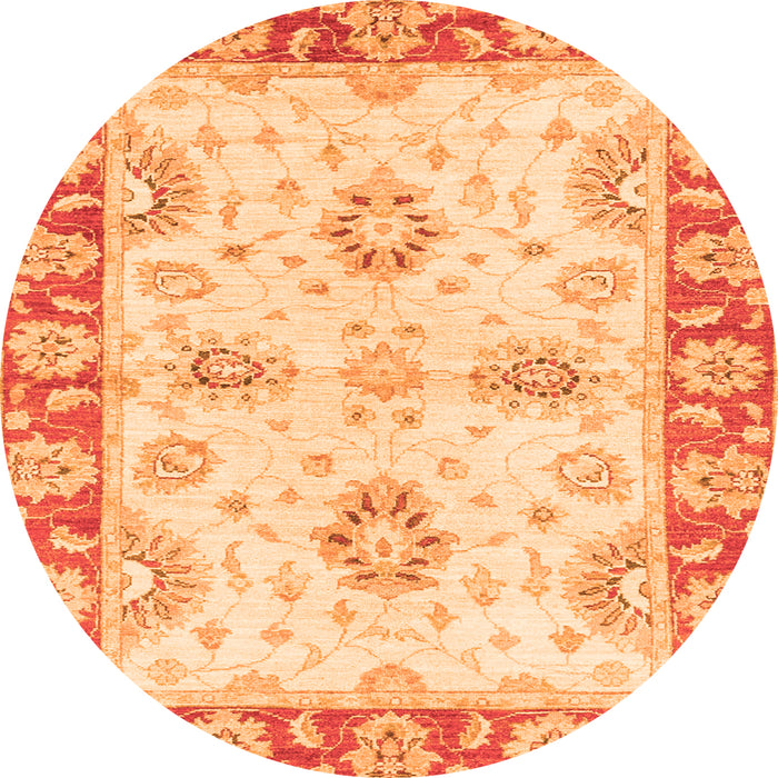 Round Oriental Orange Traditional Rug, abs3924org