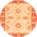 Round Oriental Orange Traditional Rug, abs3924org