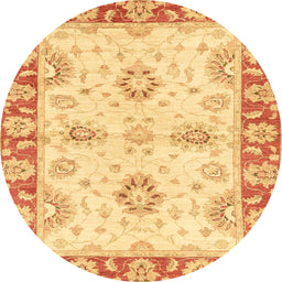 Round Machine Washable Abstract Orange Rug, wshabs3924