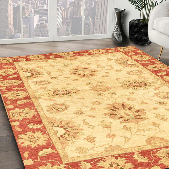 Machine Washable Abstract Orange Rug in a Family Room, wshabs3924