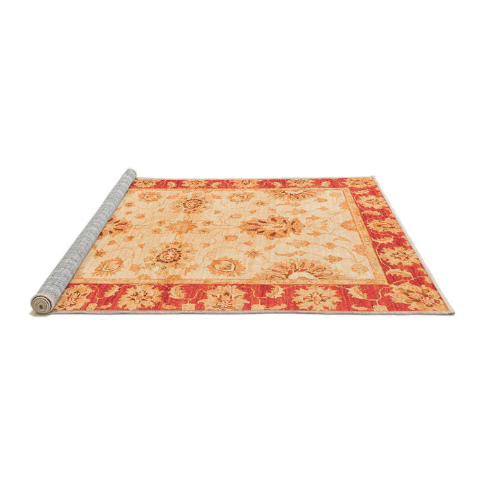 Sideview of Machine Washable Oriental Orange Traditional Area Rugs, wshabs3924org