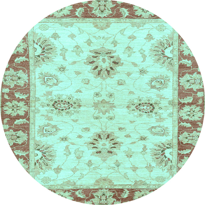 Round Oriental Light Blue Traditional Rug, abs3924lblu