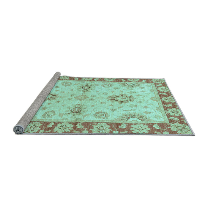 Sideview of Machine Washable Oriental Light Blue Traditional Rug, wshabs3924lblu