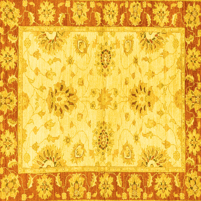 Square Oriental Yellow Traditional Rug, abs3924yw