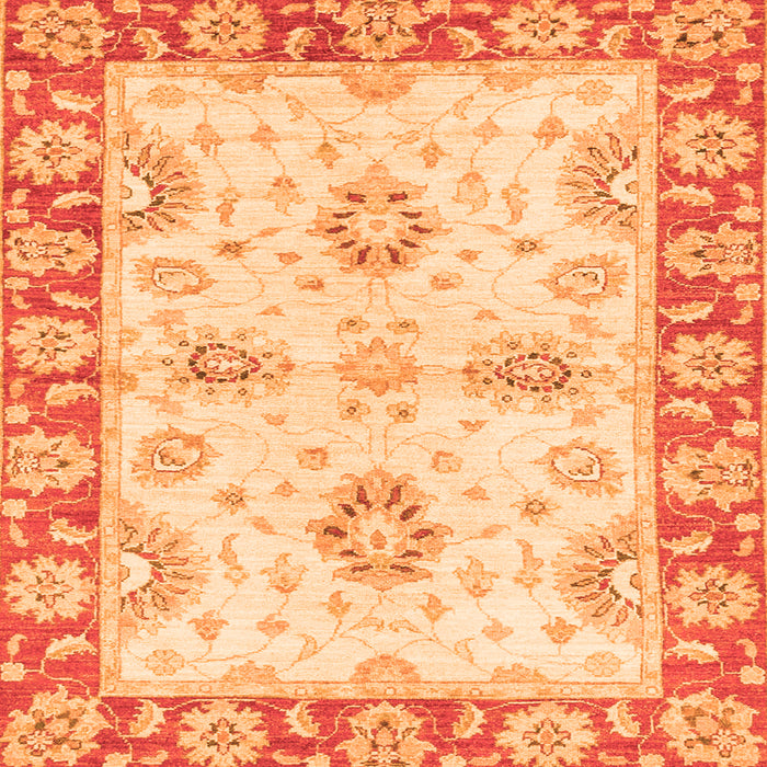 Square Machine Washable Oriental Orange Traditional Area Rugs, wshabs3924org