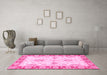 Machine Washable Oriental Pink Traditional Rug in a Living Room, wshabs3924pnk