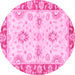 Round Oriental Pink Traditional Rug, abs3924pnk