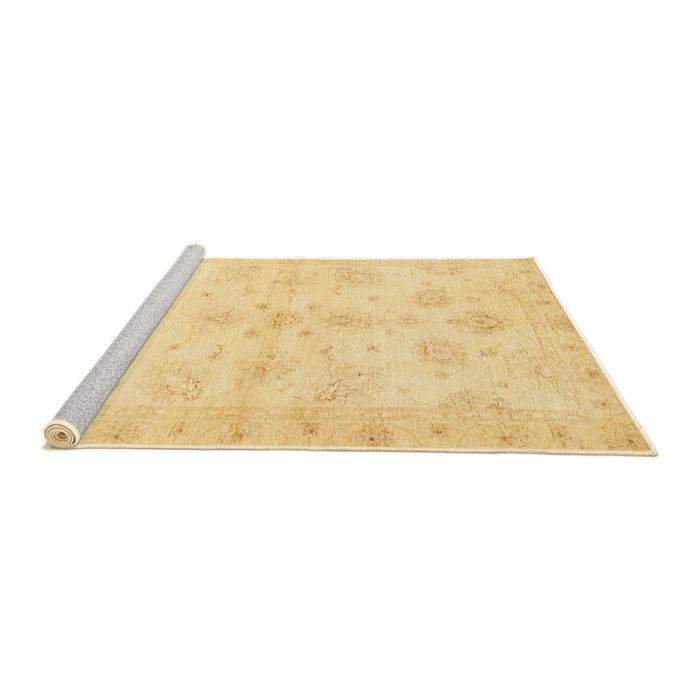 Sideview of Machine Washable Abstract Chrome Gold Yellow Rug, wshabs3925