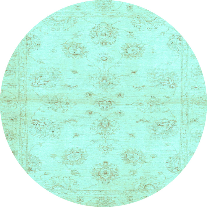 Round Oriental Light Blue Traditional Rug, abs3925lblu