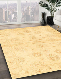 Abstract Chrome Gold Yellow Oriental Rug, abs3925