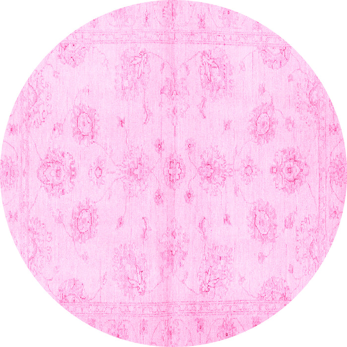 Round Oriental Pink Traditional Rug, abs3925pnk