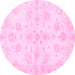 Round Oriental Pink Traditional Rug, abs3925pnk