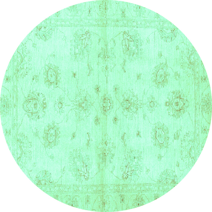Round Oriental Turquoise Traditional Rug, abs3925turq