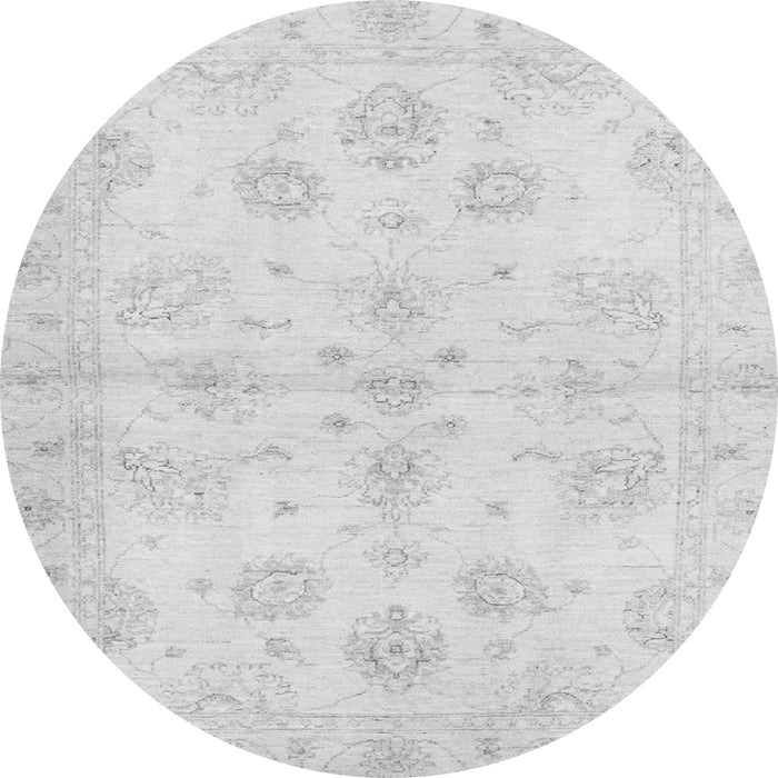 Round Machine Washable Oriental Gray Traditional Rug, wshabs3925gry