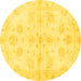 Round Oriental Yellow Traditional Rug, abs3925yw