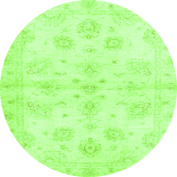 Round Machine Washable Oriental Green Traditional Area Rugs, wshabs3925grn