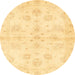 Round Abstract Chrome Gold Yellow Oriental Rug, abs3925