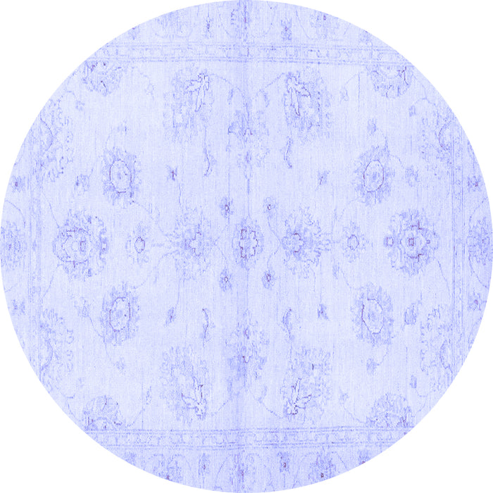 Round Machine Washable Oriental Blue Traditional Rug, wshabs3925blu