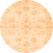 Round Oriental Orange Traditional Rug, abs3925org