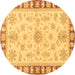 Round Oriental Brown Traditional Rug, abs3926brn