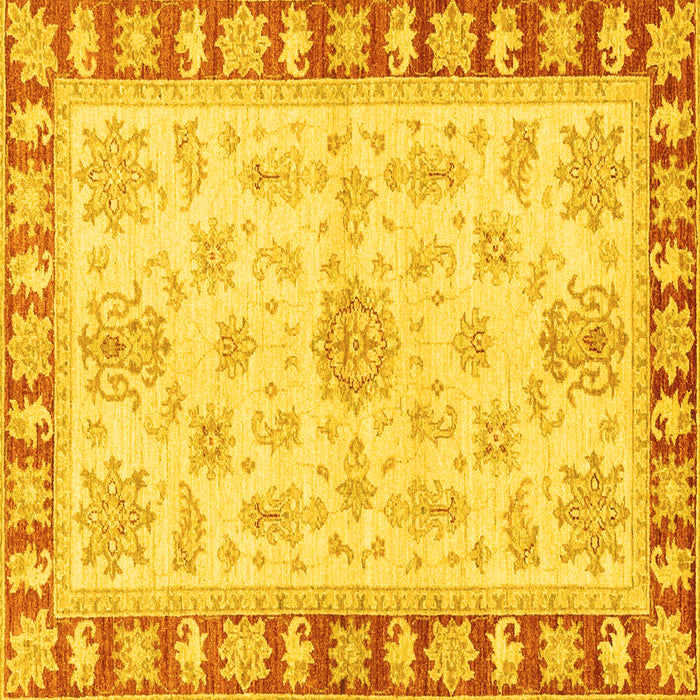 Square Machine Washable Oriental Yellow Traditional Rug, wshabs3926yw