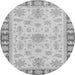 Round Machine Washable Oriental Gray Traditional Rug, wshabs3926gry