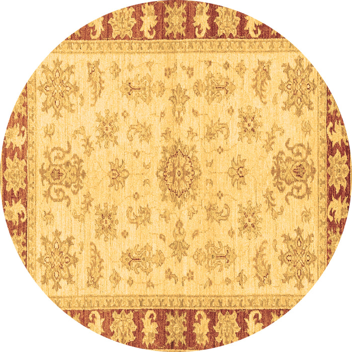 Round Machine Washable Oriental Brown Traditional Rug, wshabs3926brn