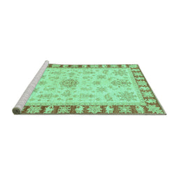 Sideview of Machine Washable Oriental Turquoise Traditional Area Rugs, wshabs3926turq