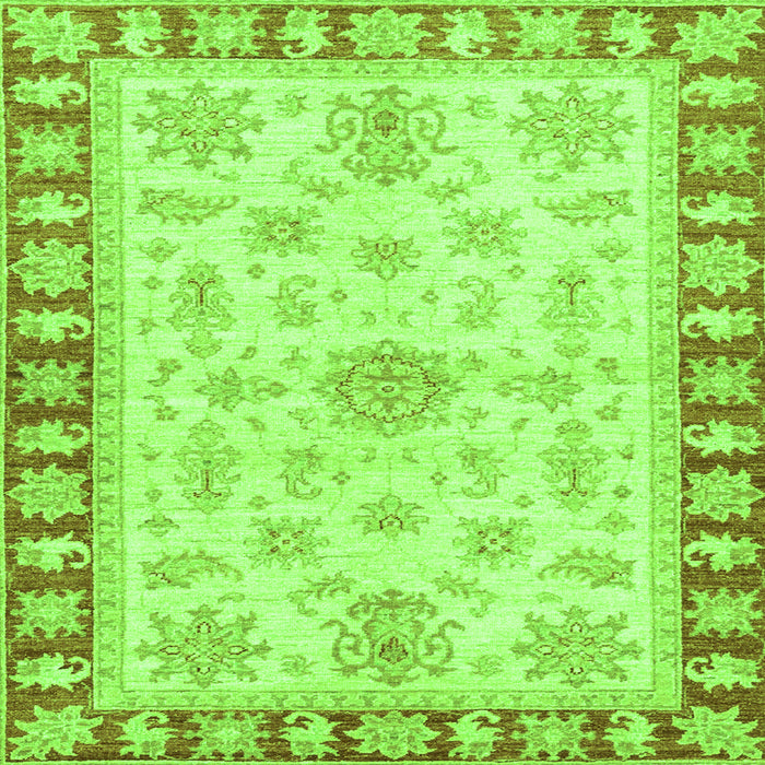 Square Machine Washable Oriental Green Traditional Area Rugs, wshabs3926grn