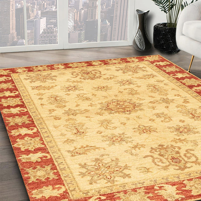 Abstract Orange Oriental Rug in Family Room, abs3926