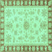 Square Machine Washable Oriental Turquoise Traditional Area Rugs, wshabs3926turq