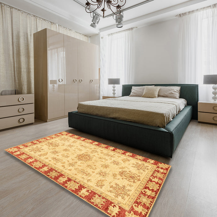 Machine Washable Abstract Orange Rug in a Bedroom, wshabs3926