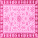 Square Machine Washable Oriental Pink Traditional Rug, wshabs3926pnk