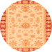 Round Machine Washable Oriental Orange Traditional Area Rugs, wshabs3926org