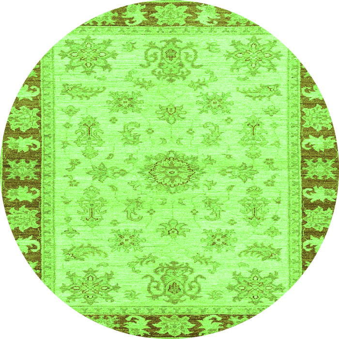 Round Machine Washable Oriental Green Traditional Area Rugs, wshabs3926grn