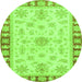 Round Machine Washable Oriental Green Traditional Area Rugs, wshabs3926grn