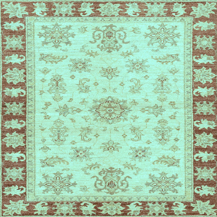 Square Machine Washable Oriental Light Blue Traditional Rug, wshabs3926lblu