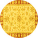 Round Oriental Yellow Traditional Rug, abs3926yw