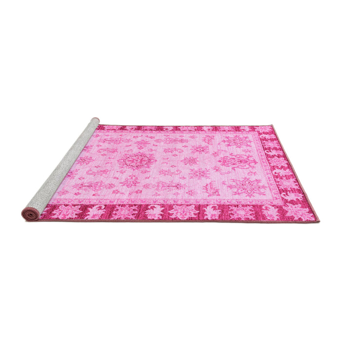 Sideview of Machine Washable Oriental Pink Traditional Rug, wshabs3926pnk