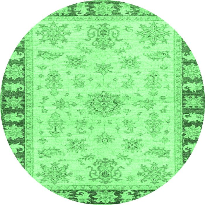 Round Oriental Emerald Green Traditional Rug, abs3926emgrn