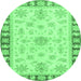 Round Oriental Emerald Green Traditional Rug, abs3926emgrn