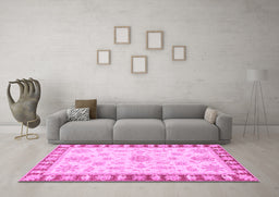 Machine Washable Oriental Purple Traditional Area Rugs in a Living Room, wshabs3926pur