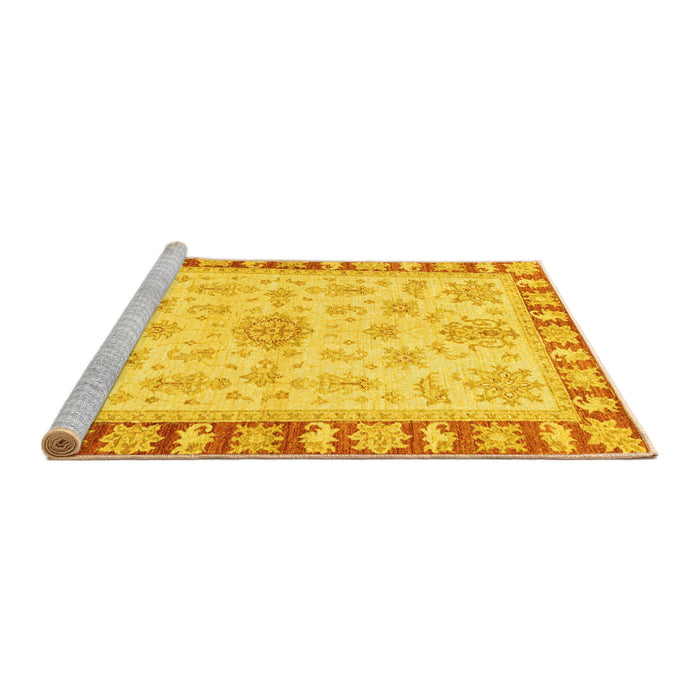 Sideview of Machine Washable Oriental Yellow Traditional Rug, wshabs3926yw