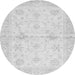 Round Machine Washable Oriental Gray Traditional Rug, wshabs3927gry