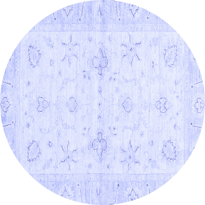 Round Machine Washable Oriental Blue Traditional Rug, wshabs3927blu